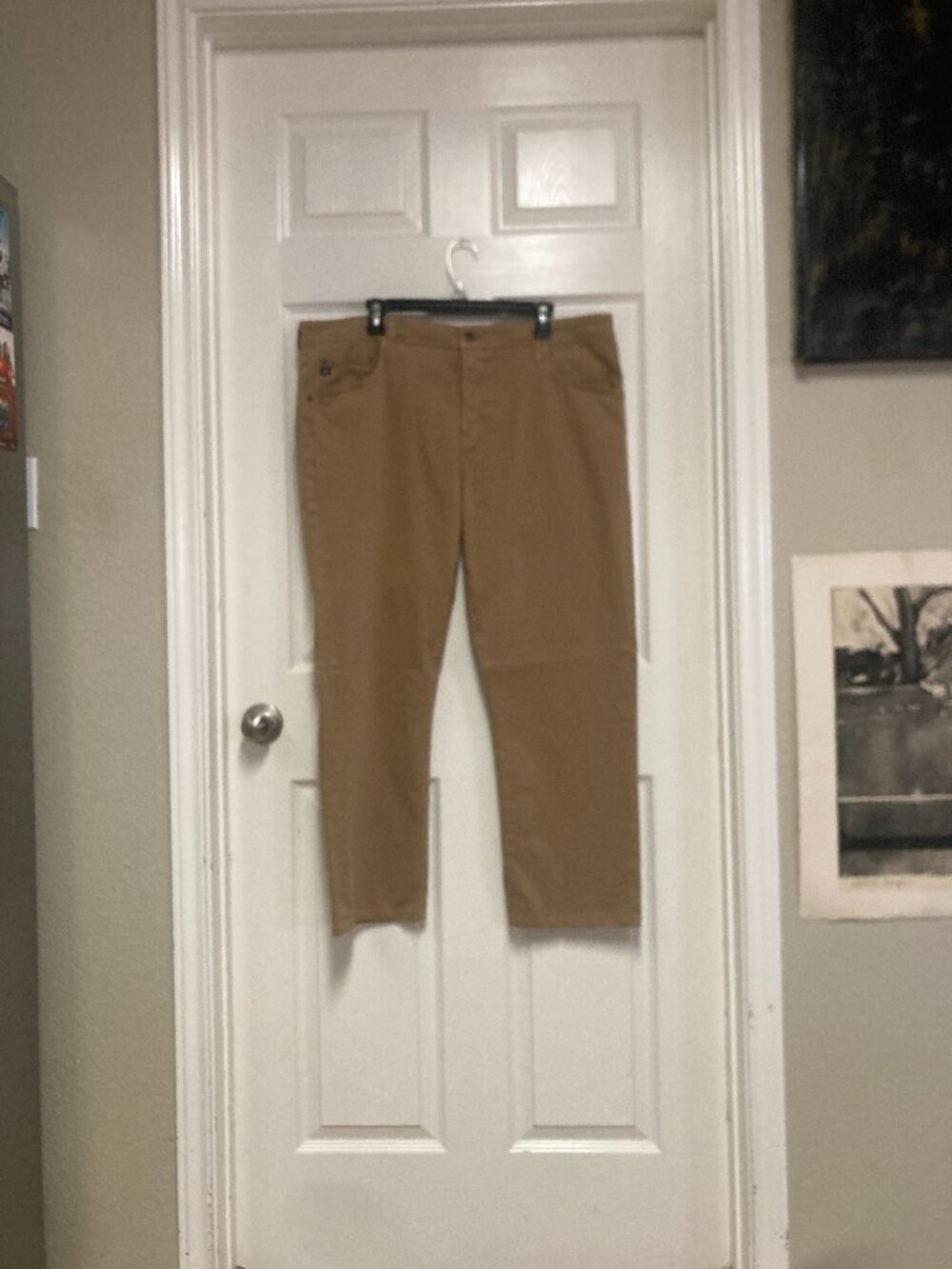 ag adriano goldschmied zipper closure slim straight leg jeans brown size 40X32